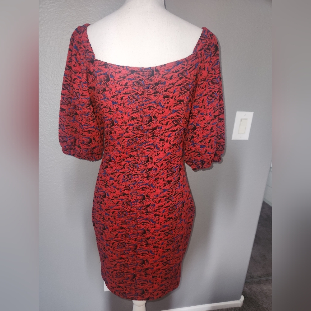 Free People red puff sleeve dress - Picture 6 of 7
